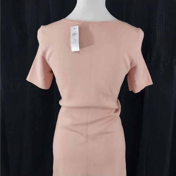 NWT@$139! ANN TAYLOR PETITES! DUSTY PINK KNIT, EMBROIDERED SWEATER DRESS!  SZ SP - Picture 6 of 12